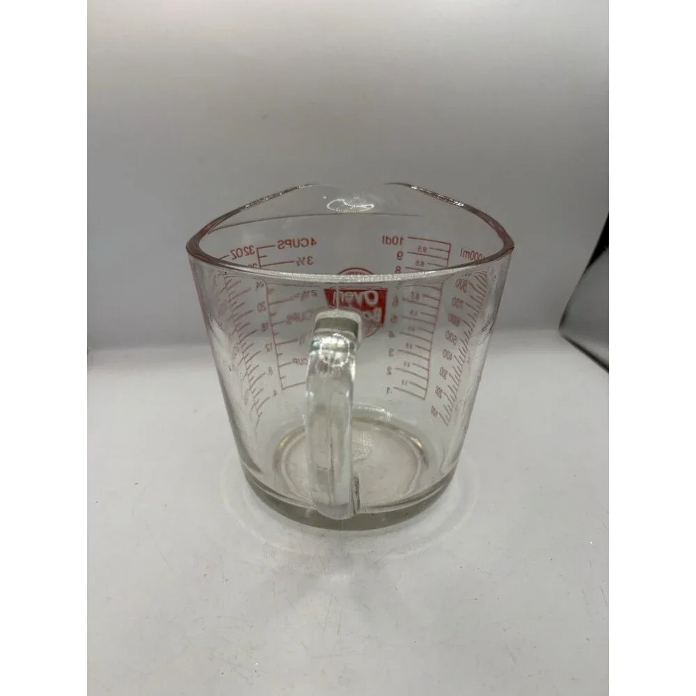 Anchor Hocking Oven Basics 4 Cup 1 Quart Glass Measuring Cup Clear Red Markings